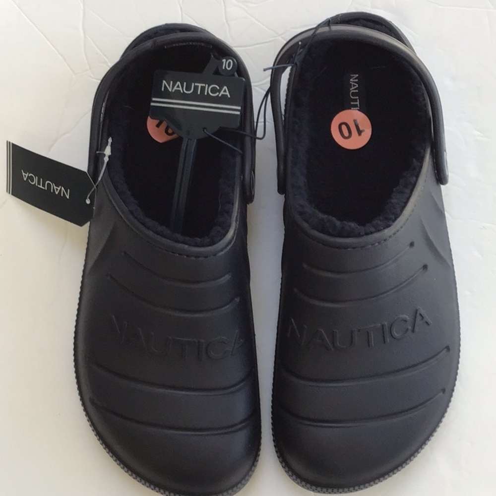 Nautica Navy Seas‎ River Breese Navy Blue Fleece Lined Plastic Garden Shoe NWT